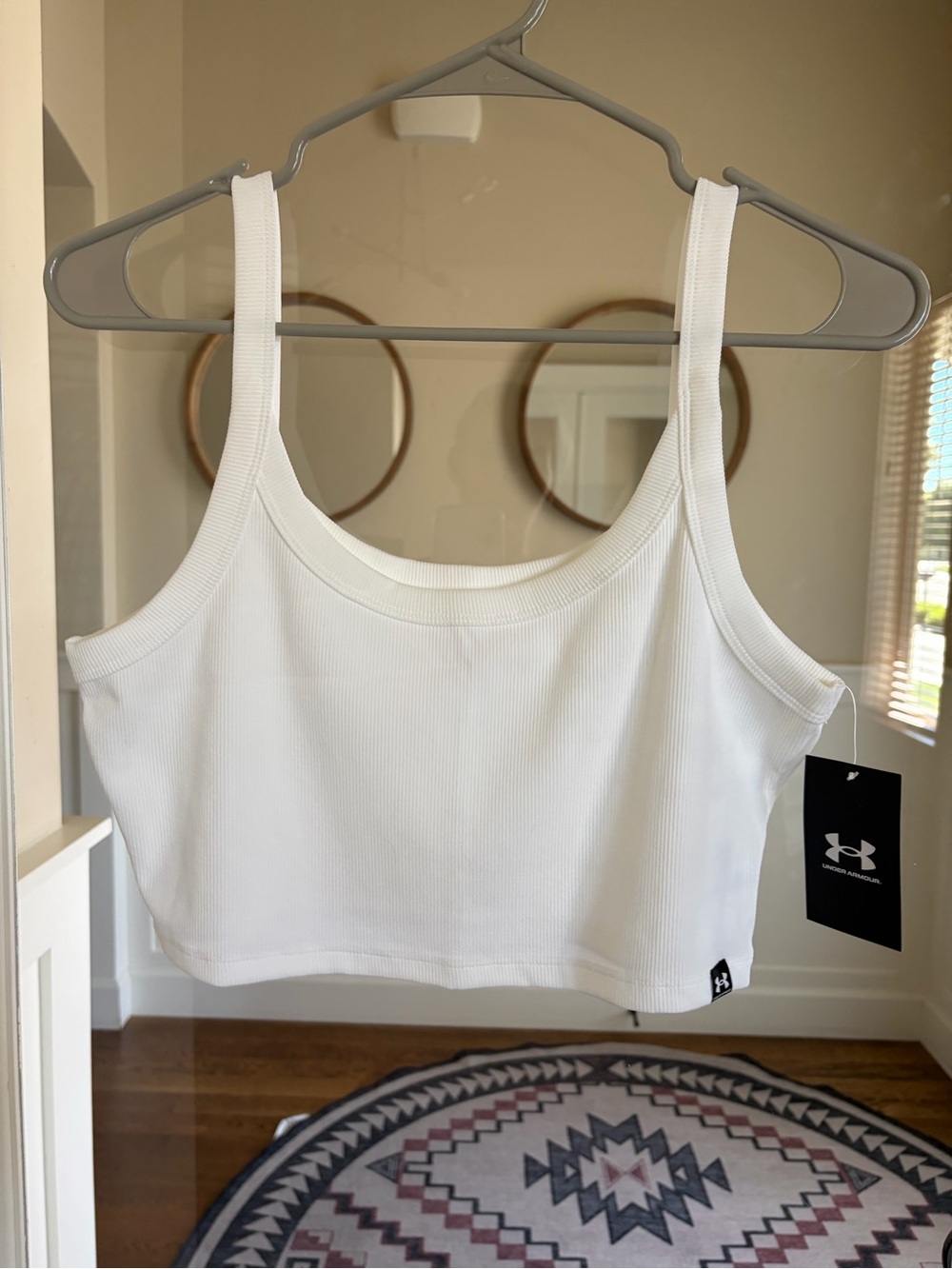 Under Armour White Ribbed Cropped Tank Top